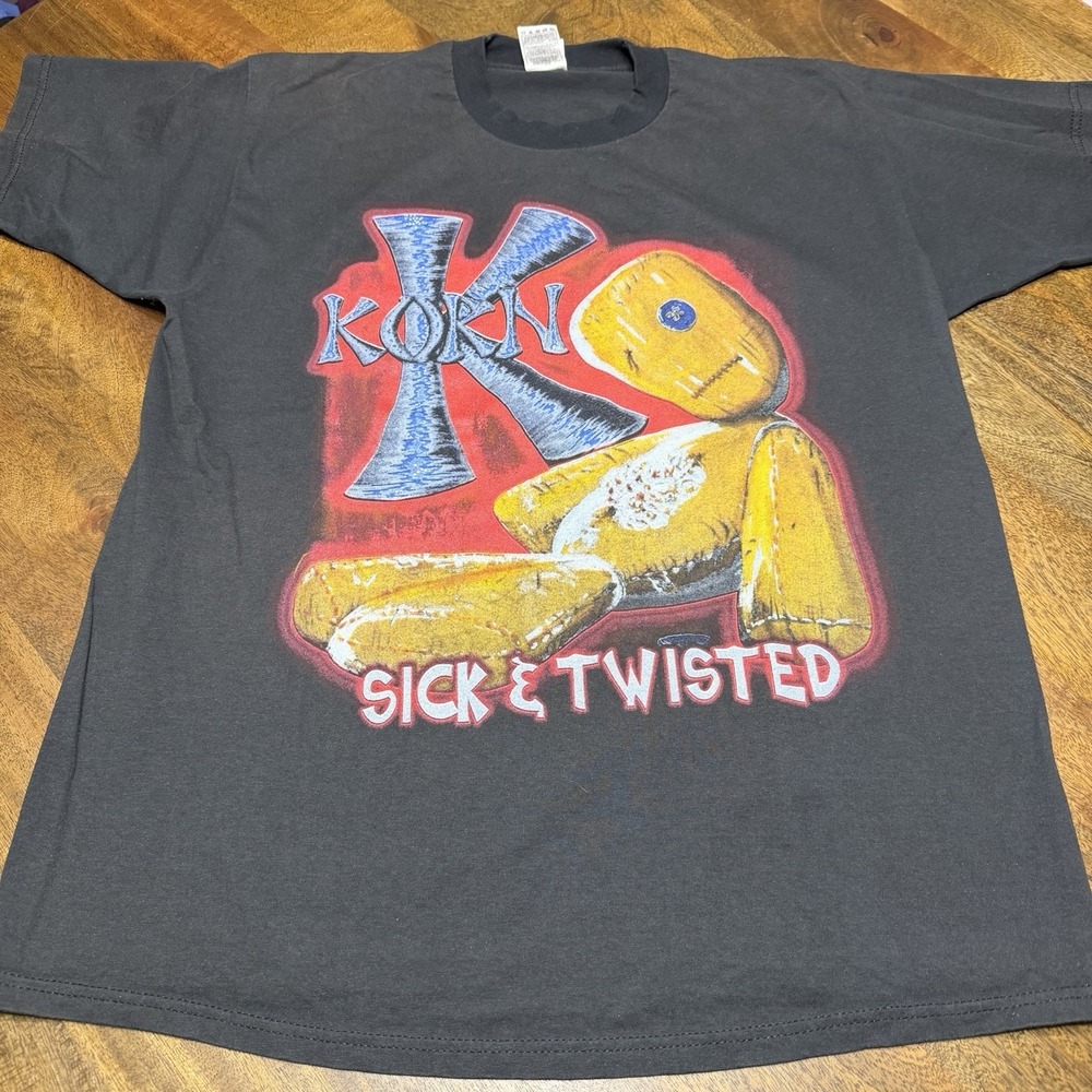Vintage KORN SICK AND TWISTED 2000 WORLD TOUR t Shirt Sz XL